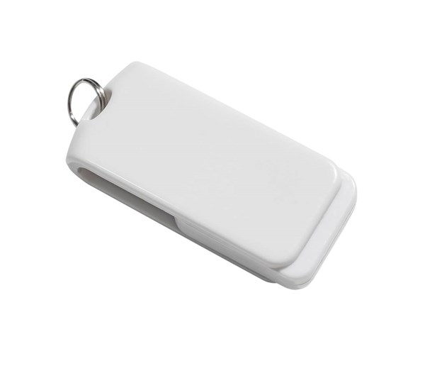Obrázky: Malý bílý otočný USB flash disk 16GB s kroužkem, Obrázek 2
