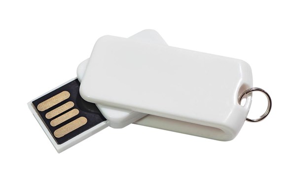 Obrázky: Malý bílý otočný USB flash disk 16GB s kroužkem, Obrázek 3