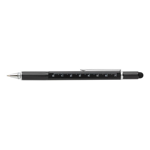 Obrázky: Černé multifunkční kuličkové pero z hliníku 5 v 1, Obrázek 4