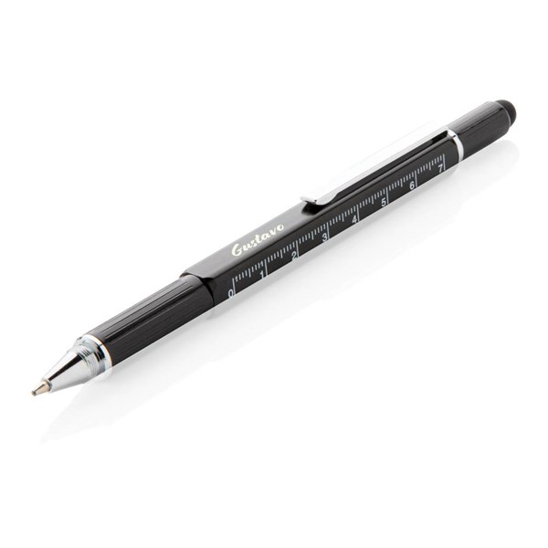 Obrázky: Černé multifunkční kuličkové pero z hliníku 5 v 1, Obrázek 8