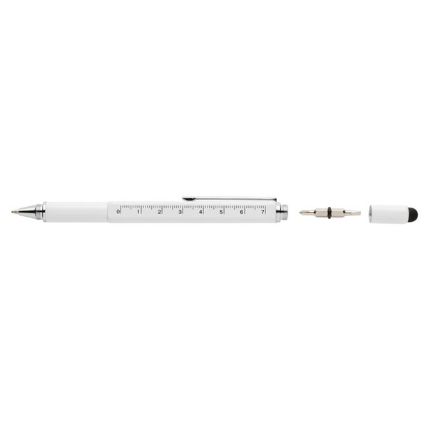 Obrázky: Bílé multifunkční kuličkové pero z hliníku 5 v 1, Obrázek 3