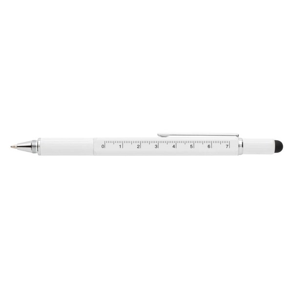 Obrázky: Bílé multifunkční kuličkové pero z hliníku 5 v 1, Obrázek 4