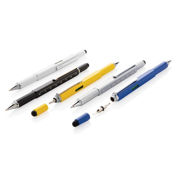 Obrázky: Bílé multifunkční kuličkové pero z hliníku 5 v 1, Obrázek 9