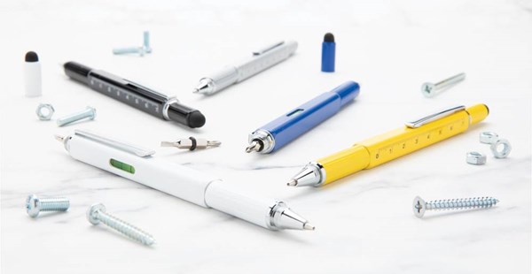 Obrázky: Bílé multifunkční kuličkové pero z hliníku 5 v 1, Obrázek 10