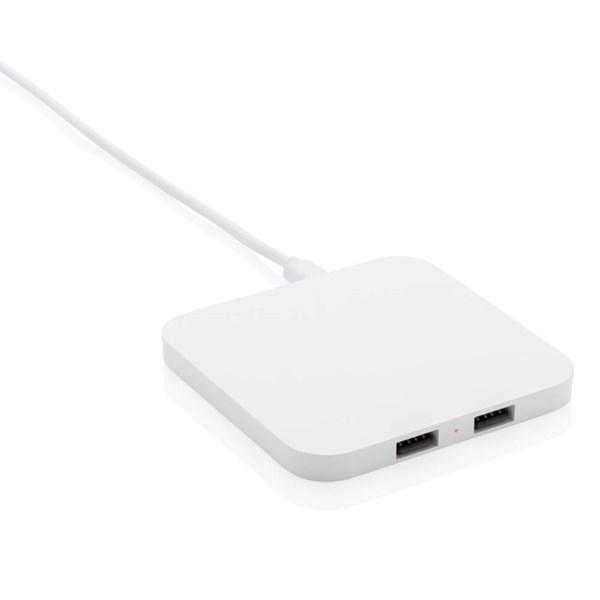 Obrázky: Bezdrátová nabíječka 10W s USB výstupy, bílá, Obrázek 1