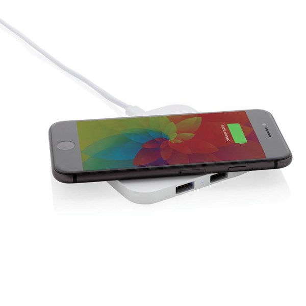 Obrázky: Bezdrátová nabíječka 10W s USB výstupy, bílá, Obrázek 2