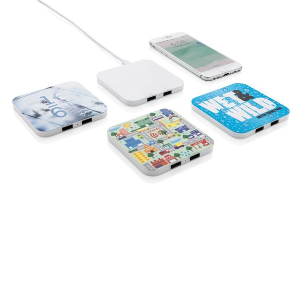 Obrázky: Bezdrátová nabíječka 10W s USB výstupy, bílá, Obrázek 6
