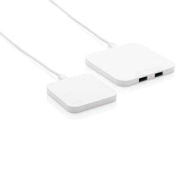 Obrázky: Bezdrátová nabíječka 10W s USB výstupy, bílá, Obrázek 7