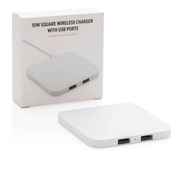 Obrázky: Bezdrátová nabíječka 10W s USB výstupy, bílá, Obrázek 9