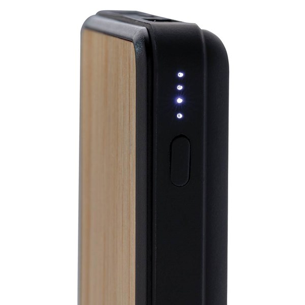 Obrázky: Bambusová bezdrátová powerbanka 8 000 mAh 5W, černá, Obrázek 6