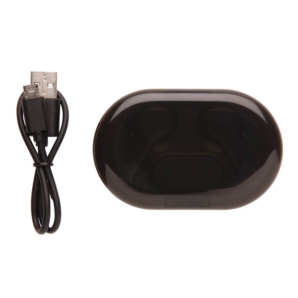 Obrázky: Light up TWS sluchátka v nabíjecí krabičce, černé, Obrázek 3