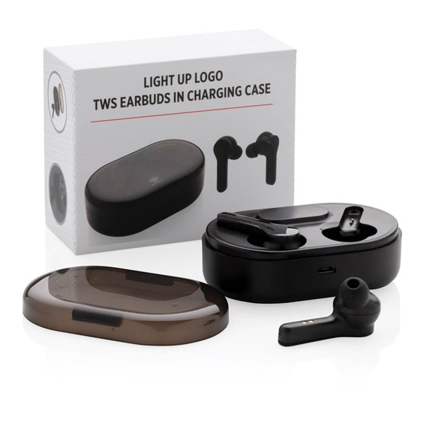Obrázky: Light up TWS sluchátka v nabíjecí krabičce, černé, Obrázek 12