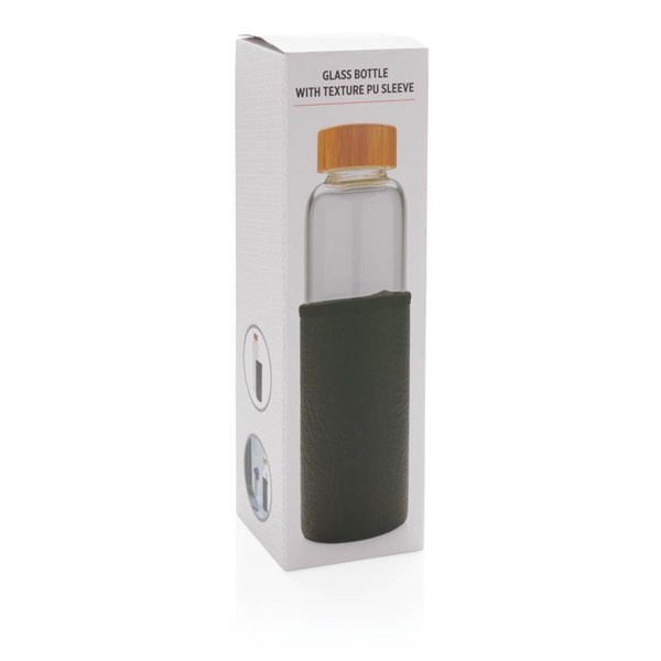 Obrázky: Skleněná láhev ve vzorovaném PU obalu, 550ml, černá, Obrázek 10