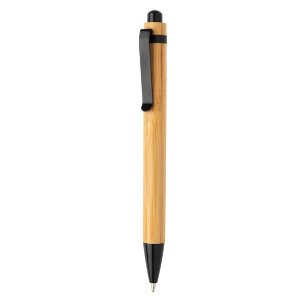 Obrázky: Bambusové pero s kovovým klipem, černá, Obrázek 1