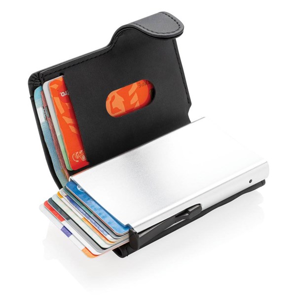 Obrázky: Hliníkové RFID pouzdro na karty s peněženkou,černá, Obrázek 2