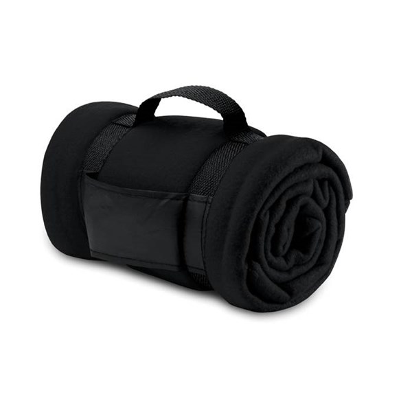 Obrázky: Černá fleecová deka s popruhy, Obrázek 1