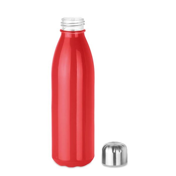 Obrázky: Skleněná láhev na pití 650 ml, červená, Obrázek 2