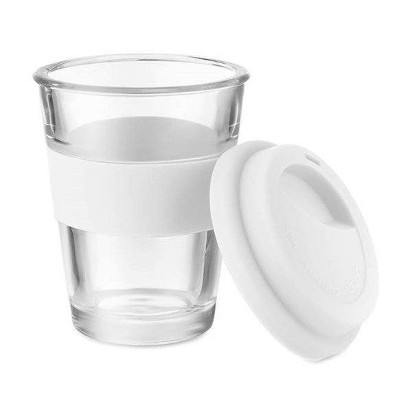 Obrázky: Skleněný kelímek s bílými silikon. doplňky, Obrázek 2