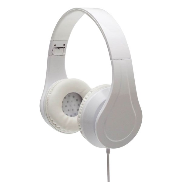 Obrázky: Bílá skládací sluchátka s jedním drátem