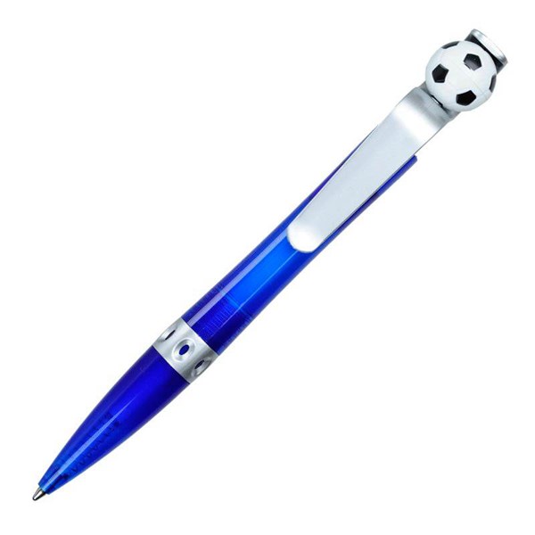 Obrázky: Modré plast. kuličkové pero s fotbalovým míčem, Obrázek 2
