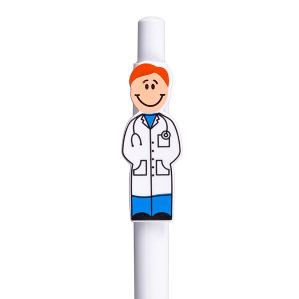 Obrázky: Bílé plastové kuličkové pero, klip doktor, Obrázek 4