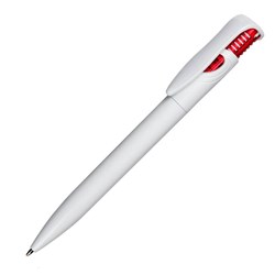 Obrázky: Bílé plast. kuličkové pero s červenou pružinou