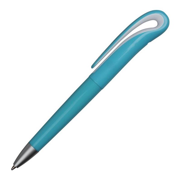 Obrázky: Sv.modré plastové kuličkové pero s unikátním klipem, Obrázek 2