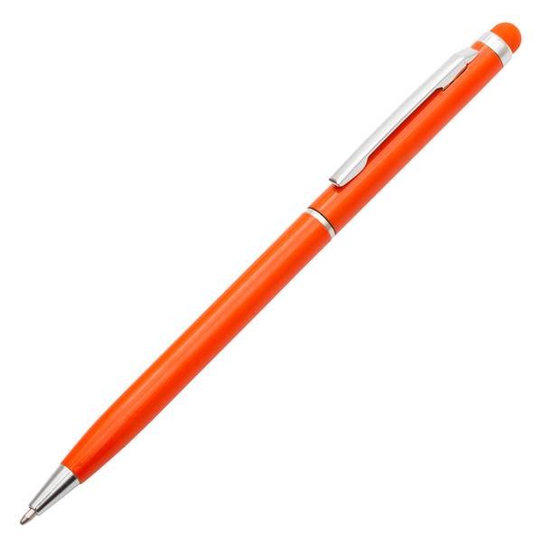 Obrázky: Štíhlé hliník. kulič. pero se stylusem, oranžové