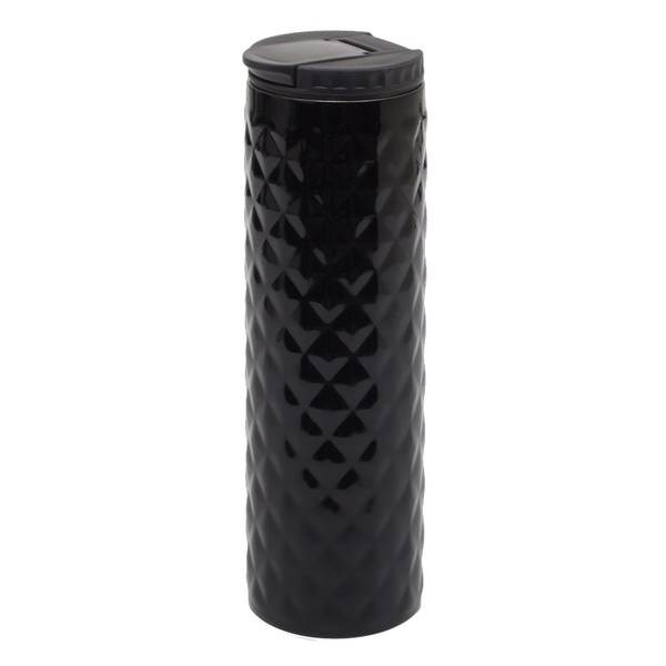 Obrázky: Lesklý termohrnek 450 ml s diamant. vzorem, černý