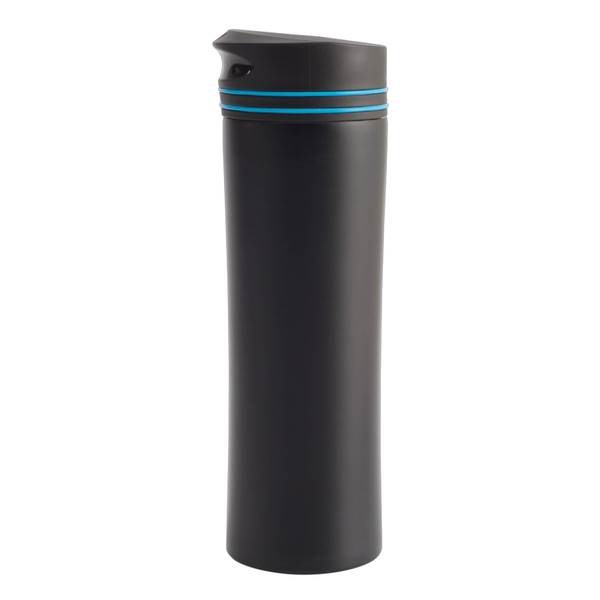 Obrázky: Černý termohrnek 450 ml s modrým proužkem, Obrázek 4