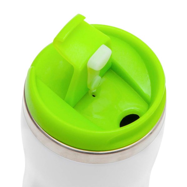 Obrázky: Bílý plast. termohrnek 350 ml se zeleným víčkem, Obrázek 2