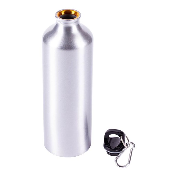 Obrázky: Stříbrná hliníková lahev 800 ml s karabinou, lesklá, Obrázek 2