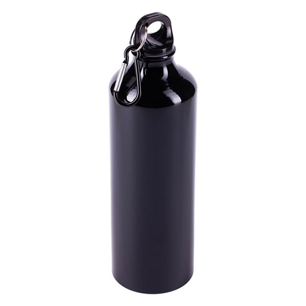 Obrázky: Černá hliníková lahev 800 ml s karabinou, lesklá