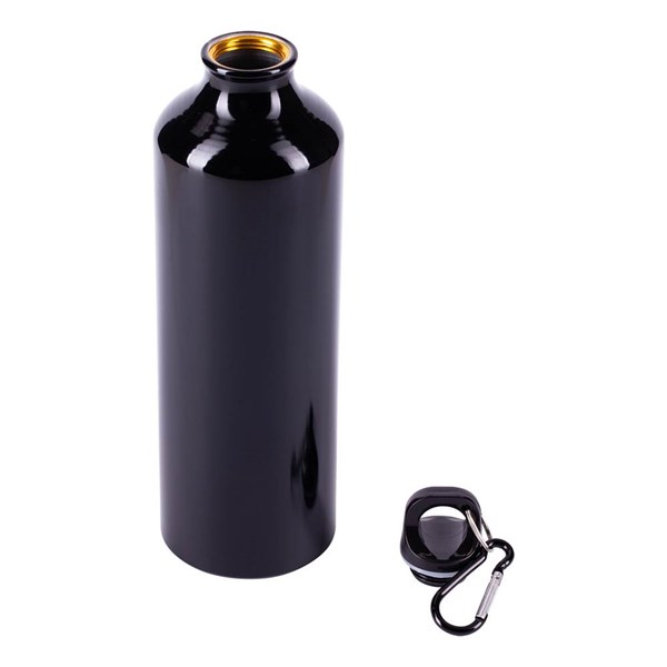 Obrázky: Černá hliníková lahev 800 ml s karabinou, lesklá, Obrázek 2