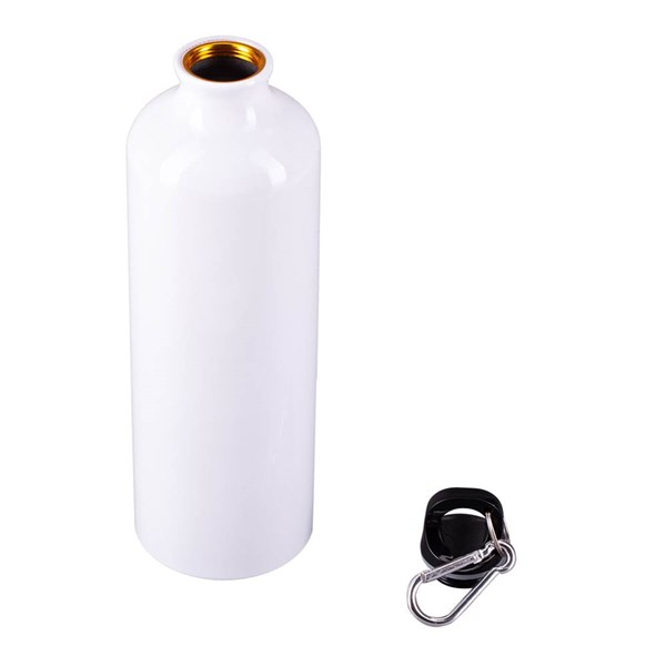 Obrázky: Bílá hliníková lahev 800 ml s karabinou, lesklá, Obrázek 2