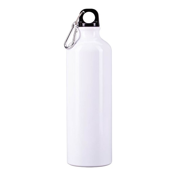 Obrázky: Bílá hliníková lahev 800 ml s karabinou, lesklá, Obrázek 3