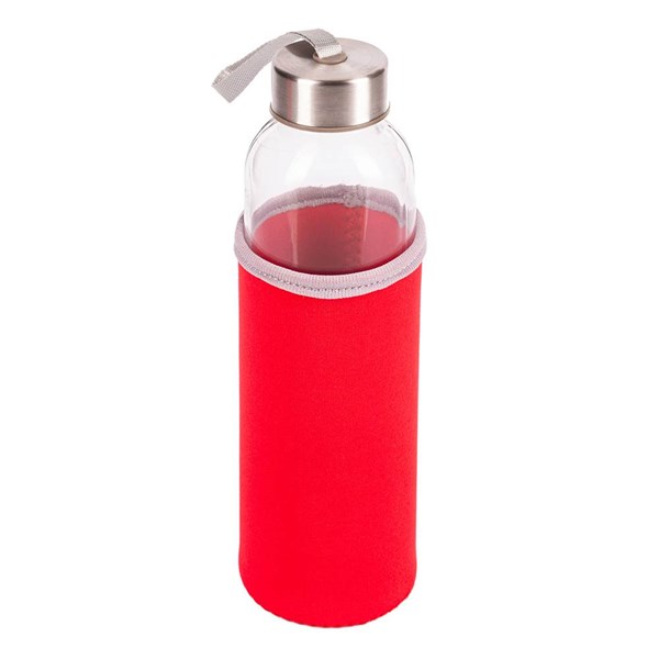 Obrázky: Skleněná láhev 500 ml s červeným neopren. obalem