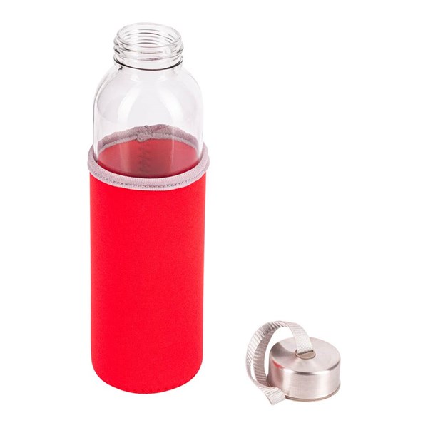 Obrázky: Skleněná láhev 500 ml s červeným neopren. obalem, Obrázek 2