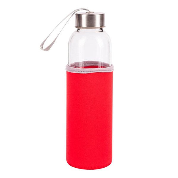 Obrázky: Skleněná láhev 500 ml s červeným neopren. obalem, Obrázek 3