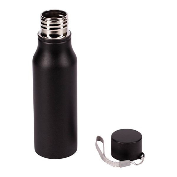 Obrázky: Nerez. sportovní lahev s poutkem 700 ml, černá, Obrázek 2