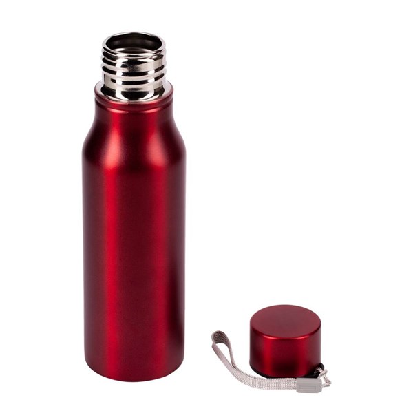 Obrázky: Nerez. sportovní lahev s poutkem 700 ml, červená, Obrázek 2