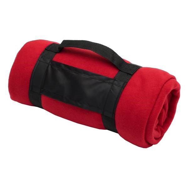 Obrázky: Velká fleecová deka v balení s držadlem, červená