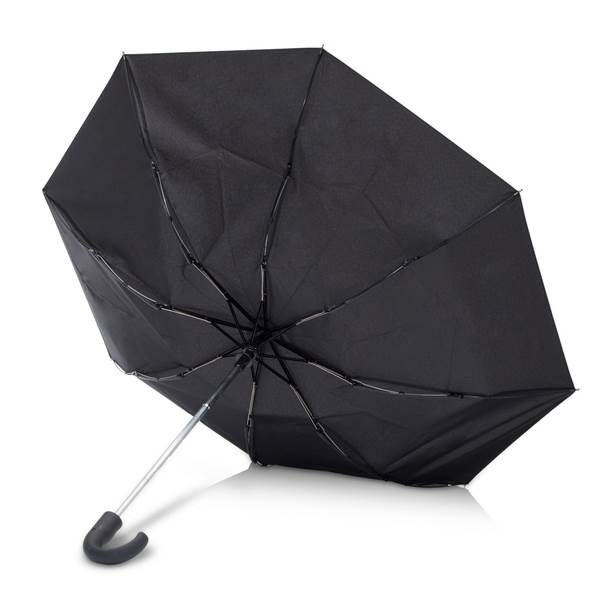 Obrázky: Černý automatický skládací deštník, zahnutá rukojeť, Obrázek 2