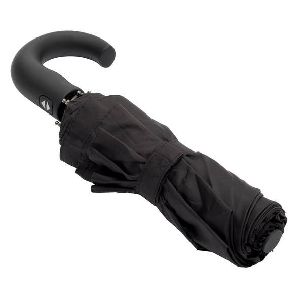 Obrázky: Černý automatický skládací deštník, zahnutá rukojeť, Obrázek 8
