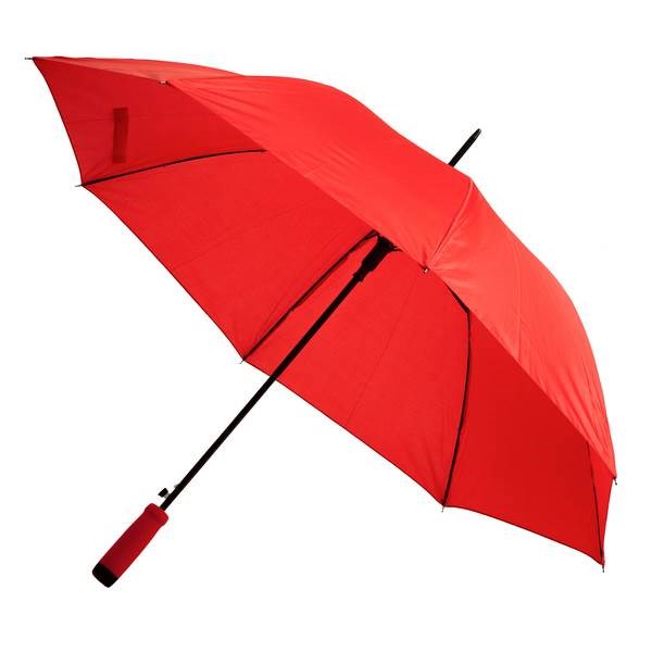 Obrázky: Červený automat. deštník s EVA ručkou v barvě dešt.