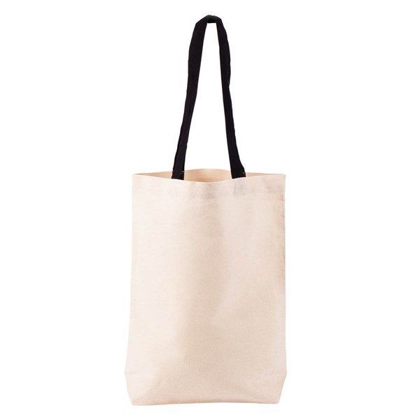 Obrázky: Béžová nákupní taška z bavlny s černými dl. uchy, Obrázek 2