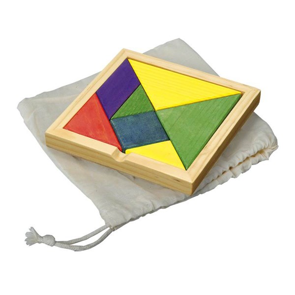 Obrázky: Dřevěný barevný hlavolam - tangram