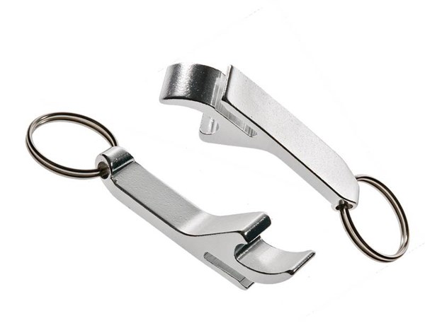 Obrázky: Stříbrný kovový přívěsek na klíče s otvírákem