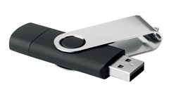Obrázky: Černý OTG Twister USB flash disk s USB-C, 4GB