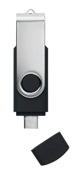 Obrázky: Černý OTG Twister USB flash disk s USB-C, 4GB, Obrázek 3